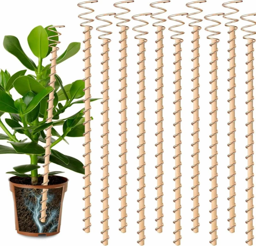 Doksving 10Pcs Electroculture Copper Coil Antenna Garden Stakes, 13.5” & 17” Copper Rods Plant Support for Vegetable Growth, Tensor Ring Kit
