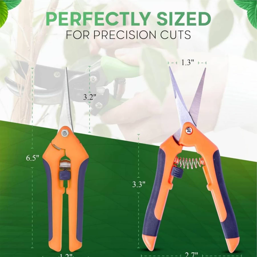HORTISNIP 6.5 Inch Stainless Steel Pruning Shears - Precision Garden Scissors for Trimming Plants, Flowers, Bonsai, Vegetables & More