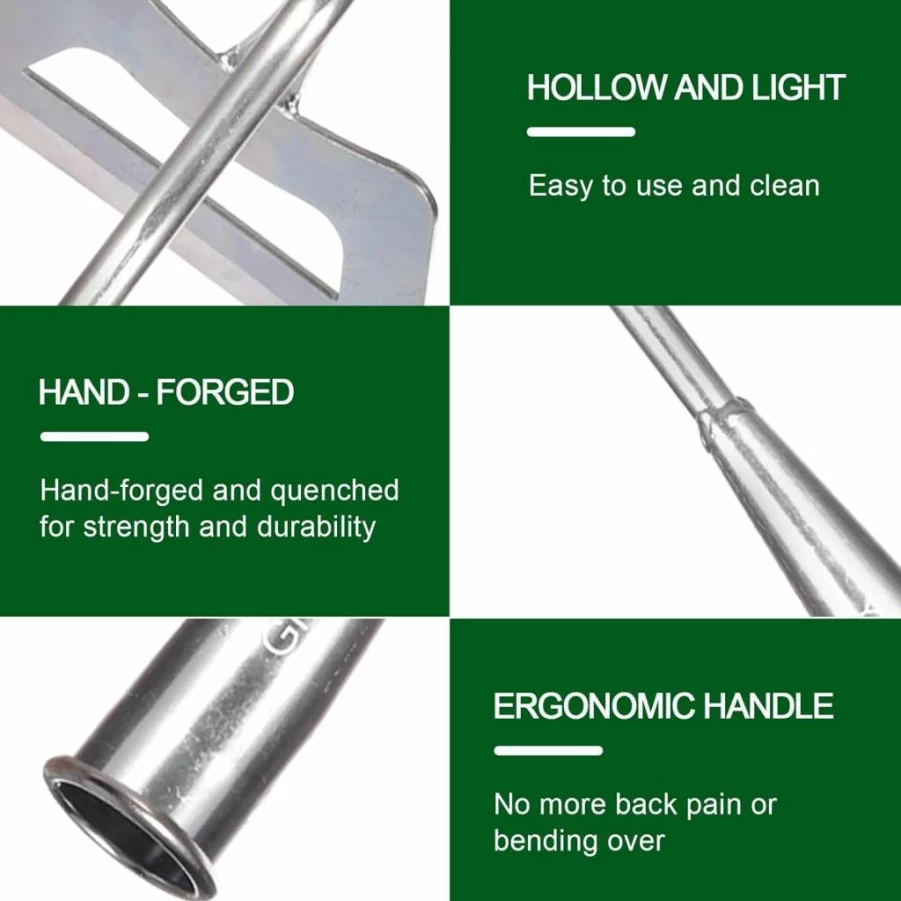 Greenby Stainless Steel Garden Hoe - Heavy Duty Weeding Tool for Gardening, Farming, and Backyard Use - Sharp Hollow Design for Easy Loosening and Planting