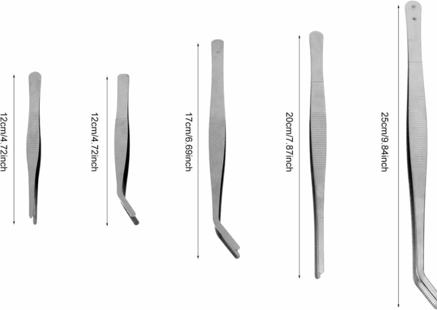 FOMIYES 5Pcs Bejeweled Gardening Tweezers Kit for Bonsai, Succulent Plants, Miniature Gardening, and Stamp Collecting - DIY Small Planting Tool Set
