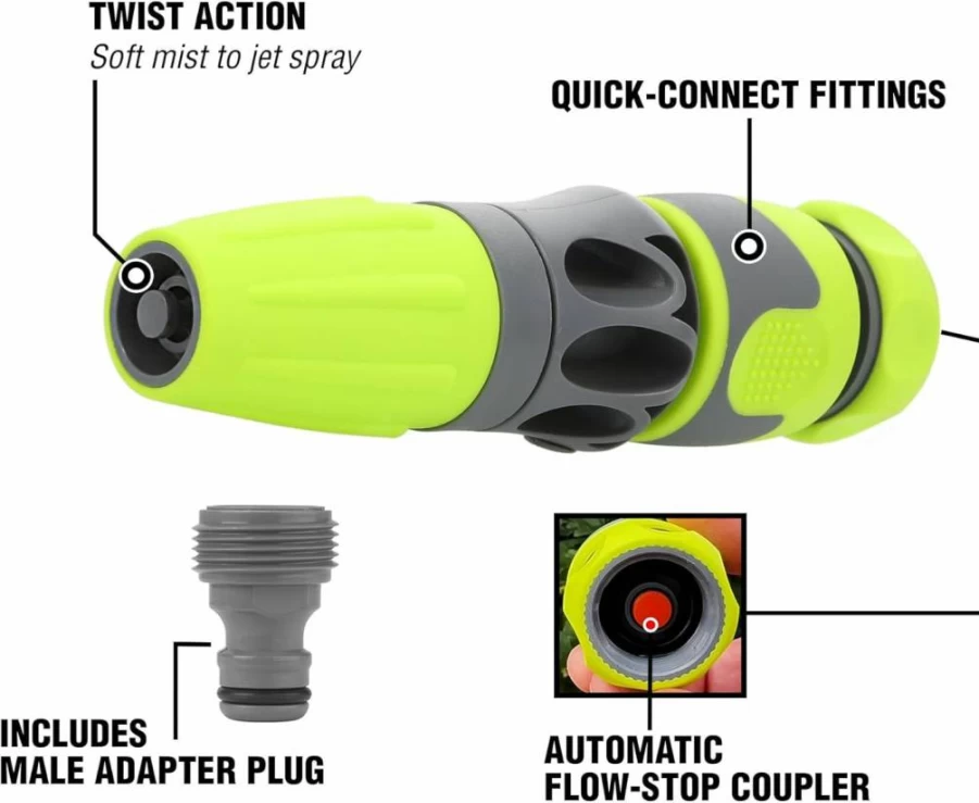 Flexzilla 3-Piece Garden Hose Nozzle Kit with Heavy Duty Sprayer - HFZGAK01 for Watering, Washing, and Outdoor Use