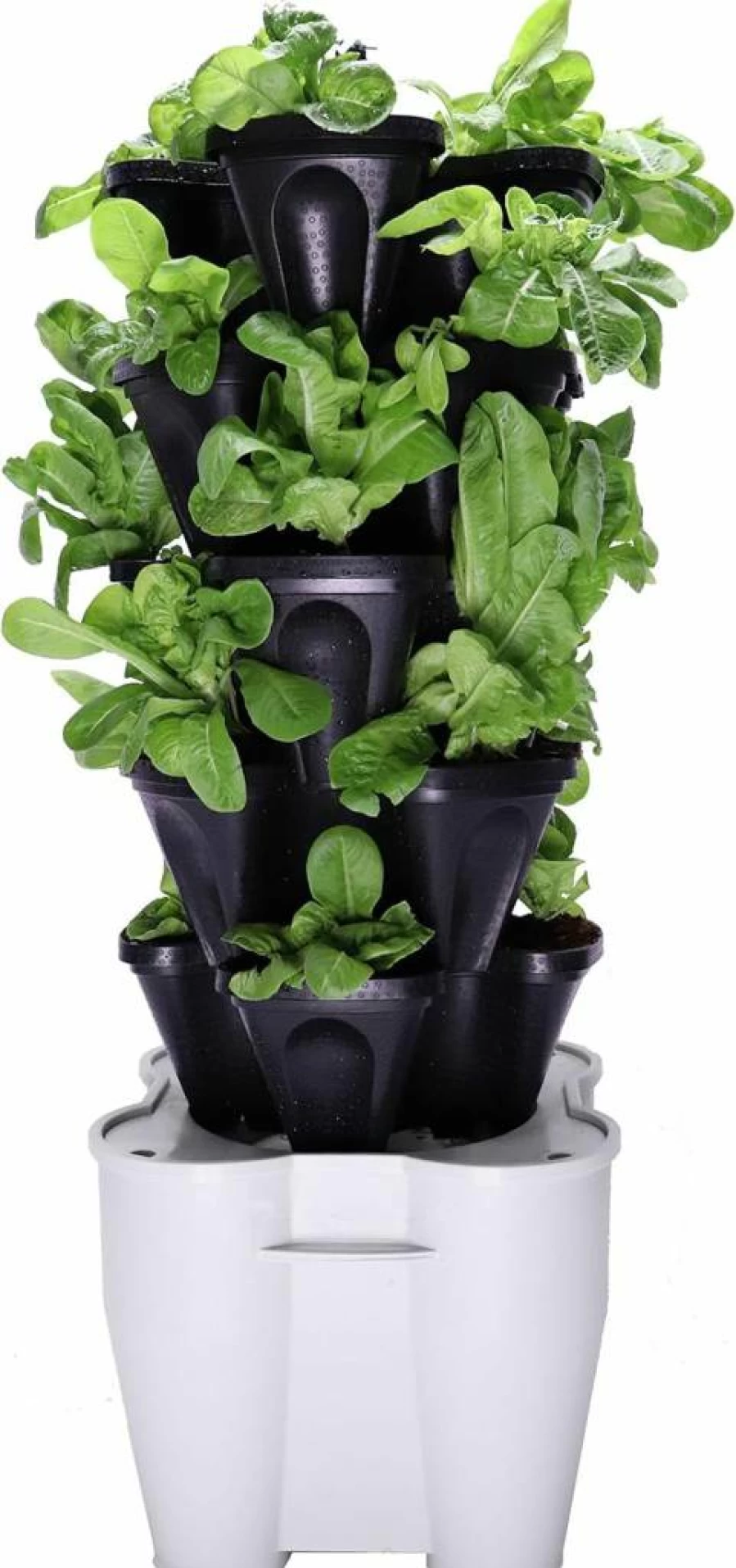 Mr. Stacky Vertical Garden Kit - Self Watering Hydroponic & Soil Smart Farming System for Year Round Indoor/Outdoor Herb, Vegetable Growth (Standard Tower, Stone Design)