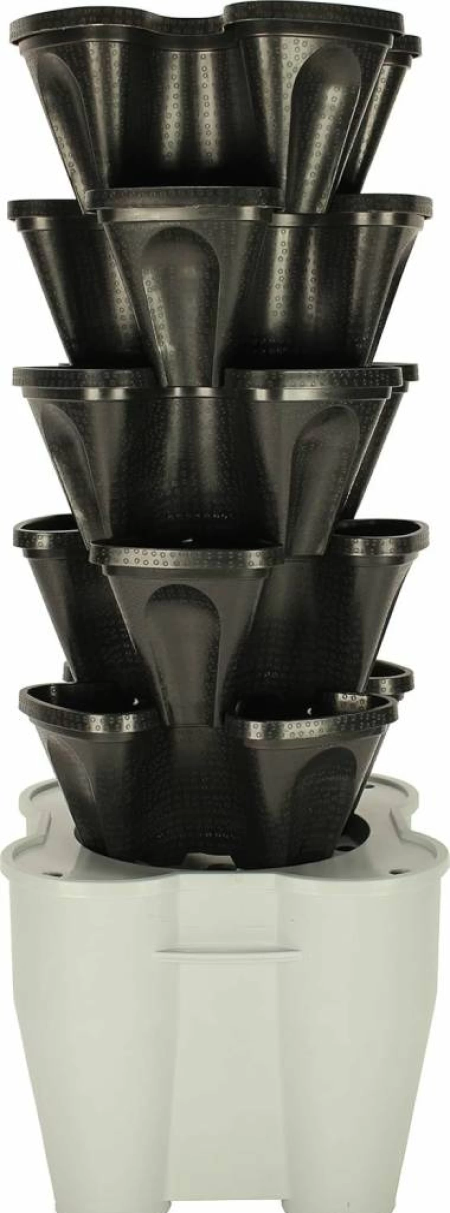 Mr. Stacky Vertical Garden Kit - Self Watering Hydroponic & Soil Smart Farming System for Year Round Indoor/Outdoor Herb, Vegetable Growth (Standard Tower, Stone Design)