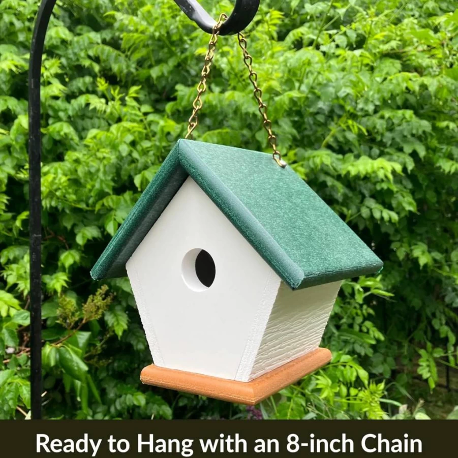 HomePro Garden Navy Blue Poly Lumber Hanging Wren House for Outdoor Bird Shelter