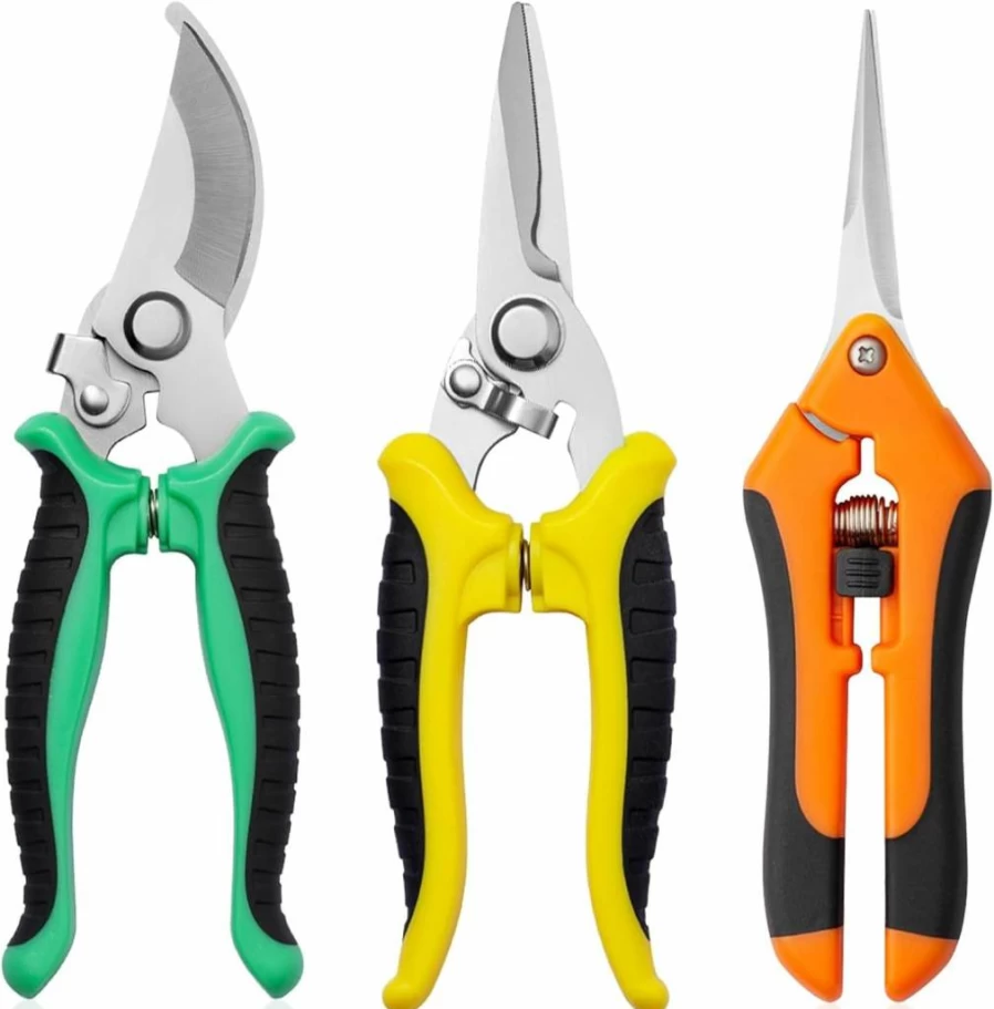 Drametic+ 3-Pack Stainless Steel Garden Pruning Shears - Professional Gardening Scissors, Plant & Flower Clippers, Tijeras De Jardineria for Precise Trimming