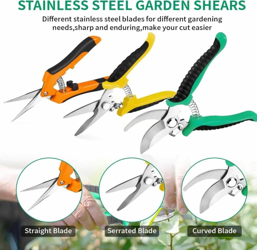 Drametic+ 3-Pack Stainless Steel Garden Pruning Shears - Professional Gardening Scissors, Plant & Flower Clippers, Tijeras De Jardineria for Precise Trimming