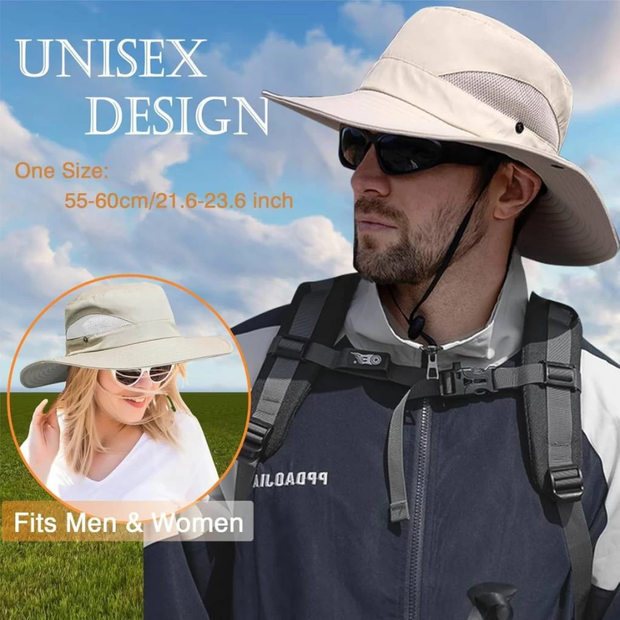 YOHTAS Unisex Wide Brim Sun Hat - Waterproof, Breathable & Packable Bucket Hat for Men & Women - Ideal for Fishing, Hiking, Camping & Gardening