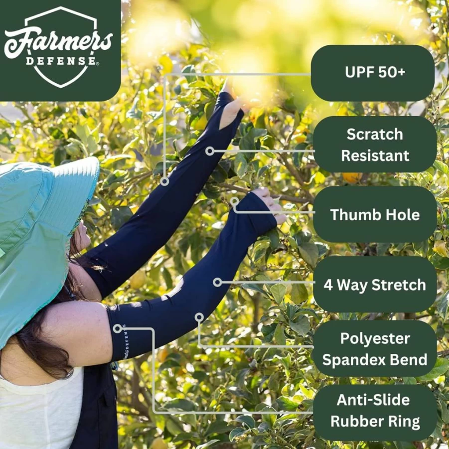 FARMER'S DEFENSE UV Protection Arm Sleeves - Cooling Sun Sleeves for Gardening, Harvesting & Outdoor Activities | Anti-Scratch & Breathable