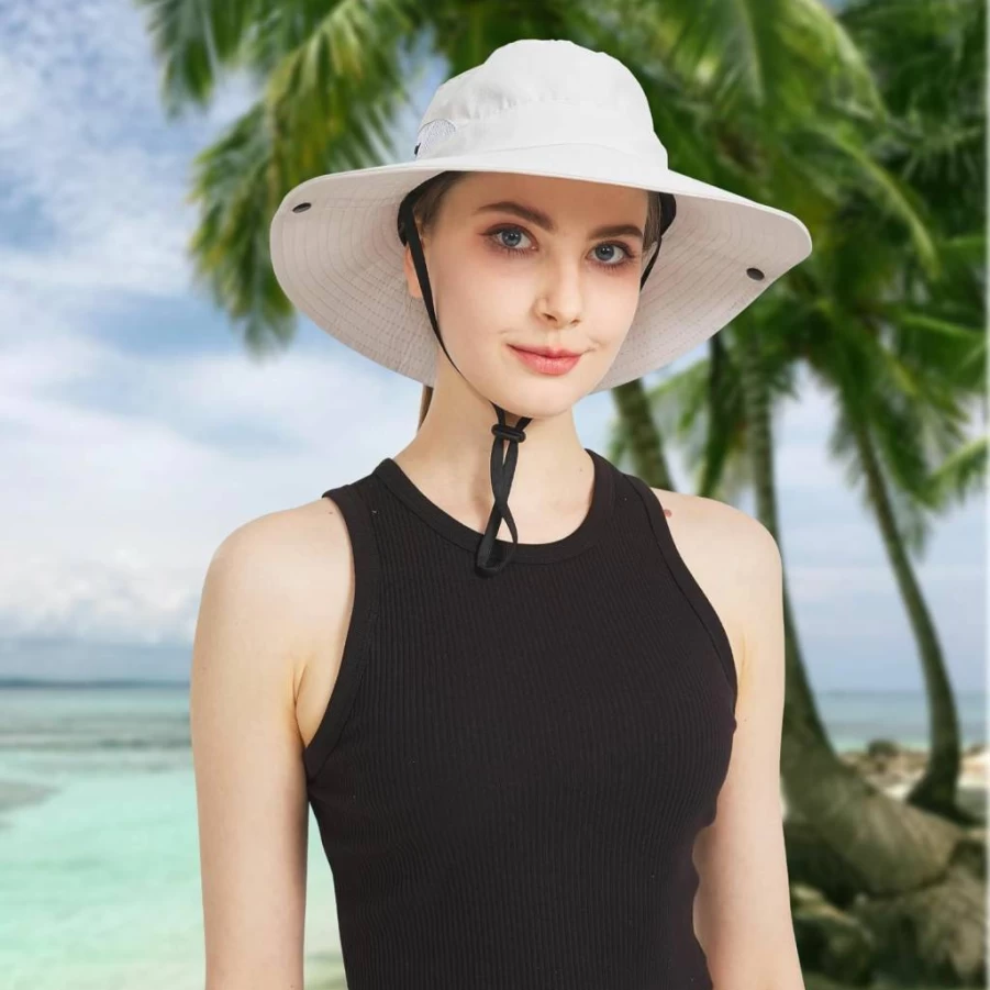 NPJY Sun Hat for Women & Men - 3" Wide Brim UPF 50+ Bucket Hat for Fishing, Beach, Outdoor Activities