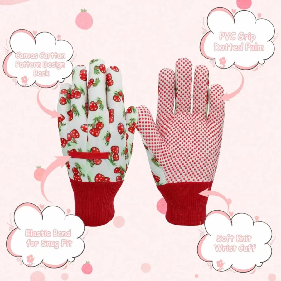 OIZEN Kids Gardening Gloves - 3 Pairs Pack, Medium Size for Ages 4-5, Durable & Comfortable Toddler Garden Gloves, Style 1, Perfect Gift for Young Gardeners