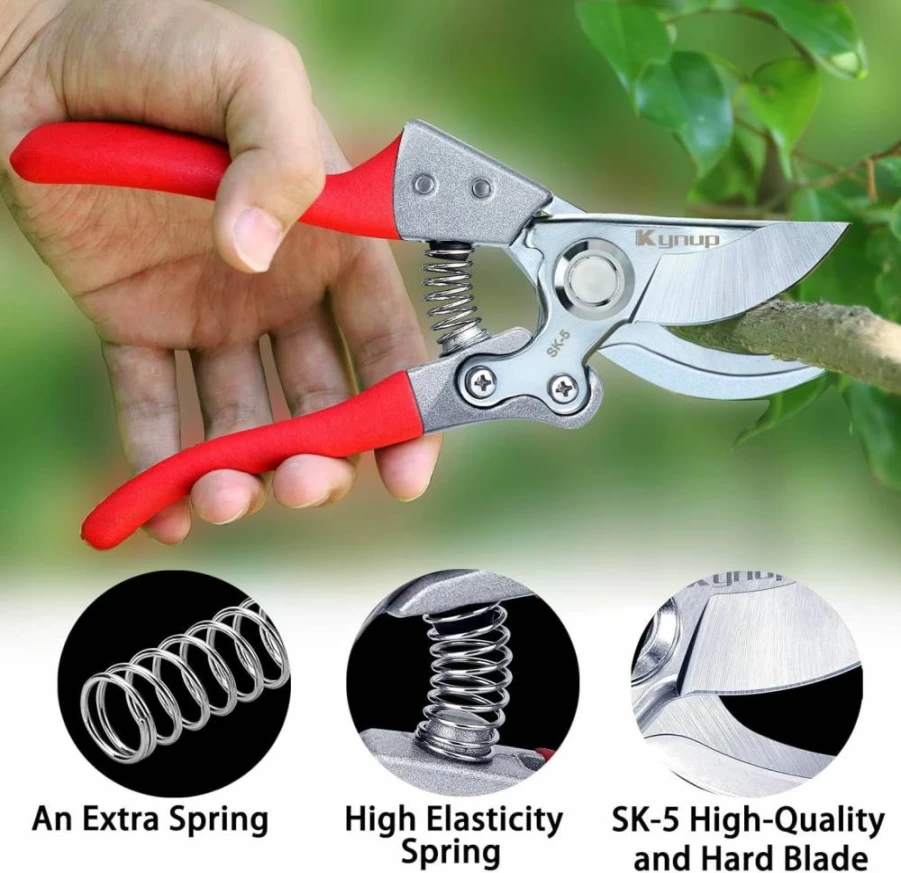 Kynup Professional Bypass Pruning Shears – Heavy Duty Garden Clippers, Hedge Shears & Plant Scissors for Gardening, Sharp Precision Garden Tools (Red)