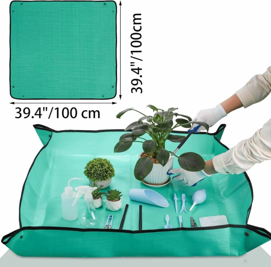 TOPZEA 23-Piece Succulent Tool Kit with 2 Repotting Mats, 39.4" Gardening Tools for Indoor Plants, Bonsai & Mini Garden Care, Complete Transplanting Supplies Set