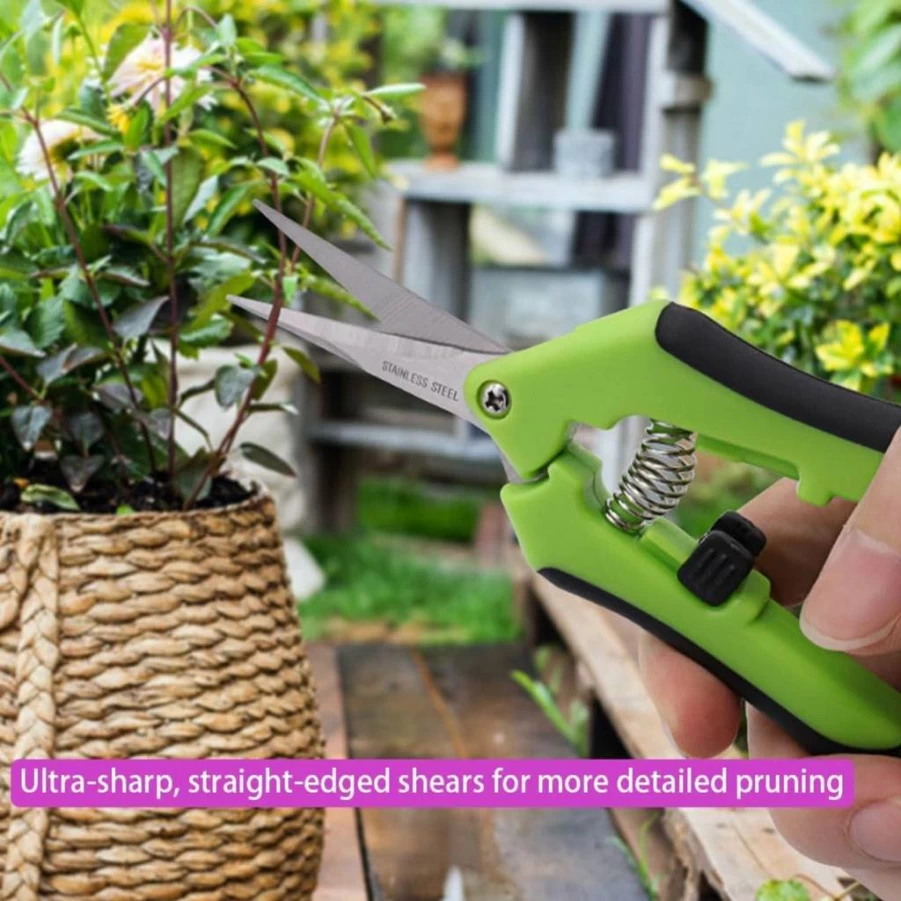 WWZJ Professional Gardening Shears Set - 2 Pack Ultra Sharp Stainless Steel Pruning Shears for Trimming, Cutting, and Clipping Plants, Straight Blade Garden Scissors for Precise Pruning