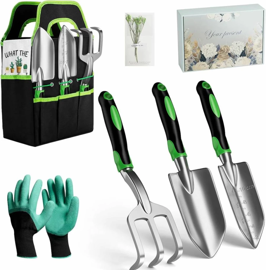 Onteftshop Heavy Duty Aluminum Alloy Gardening Tool Set with Non-Slip Rubber Grip - Ergonomic Garden Hand Tools for Women & Men, Perfect Gardening Gift