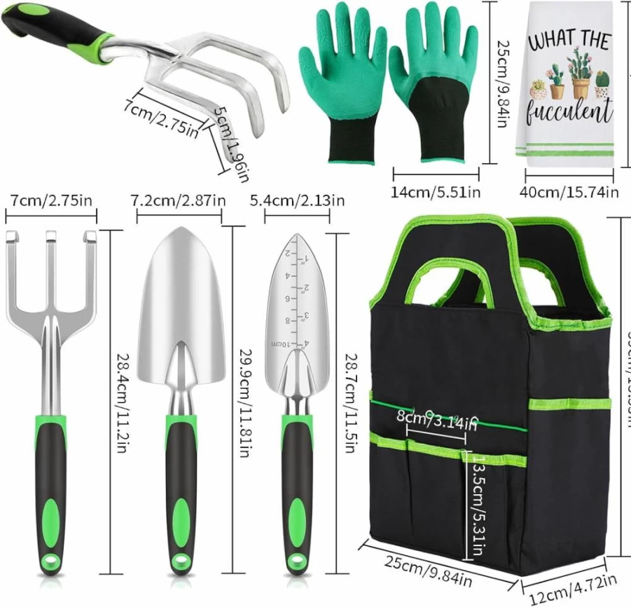Onteftshop Heavy Duty Aluminum Alloy Gardening Tool Set with Non-Slip Rubber Grip - Ergonomic Garden Hand Tools for Women & Men, Perfect Gardening Gift