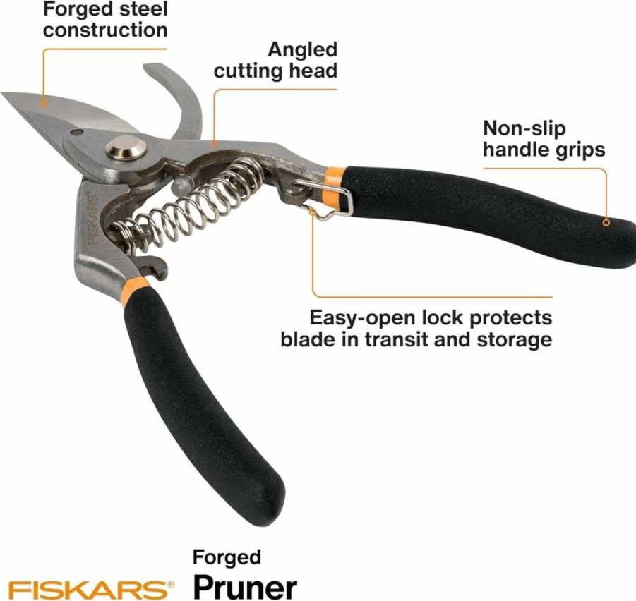 Fiskars 5/8-Inch Garden Pruning Shears - Sharp Bypass Clippers with Rust-Resistant Steel Blades for Precise Cutting