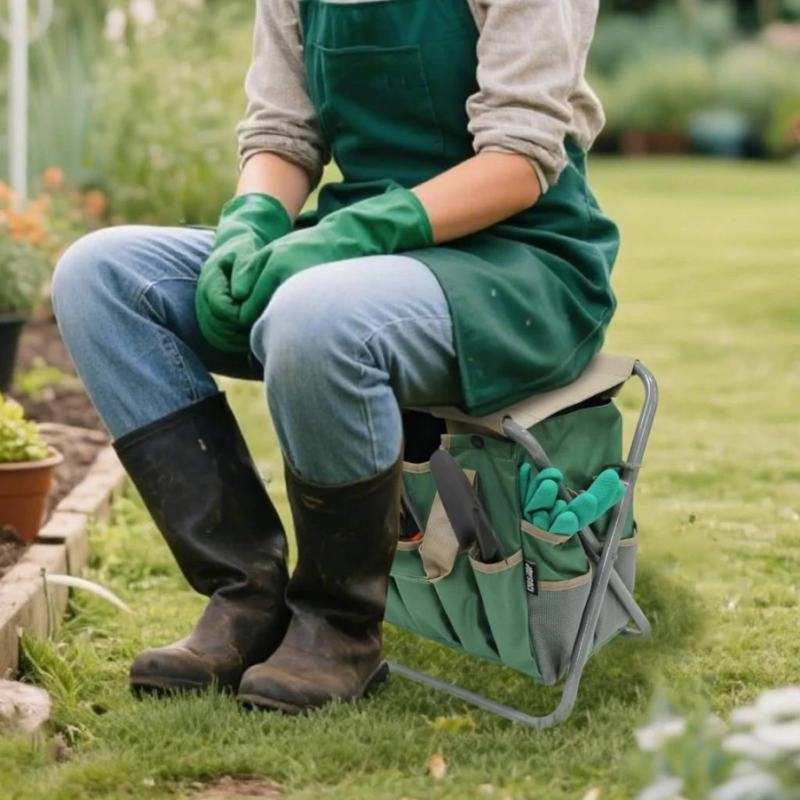 MDSTOP Aluminum Folding Stool with Detachable Tote Bag - Portable Gardening, Fishing, Camping Seat for Outdoor Sports, Ideal Gift for Parents