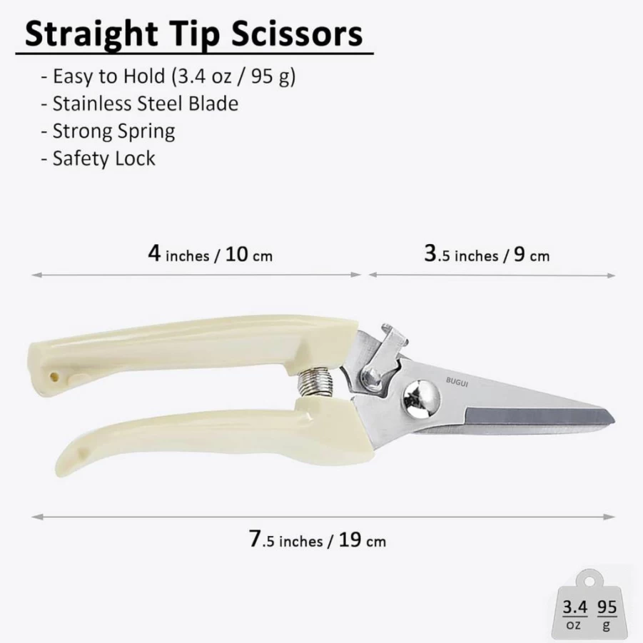 BUGUI 2-Piece Garden Shears Set: Sharp Bypass Pruner & Straight Blade Scissors, Lightweight for Easy Pruning