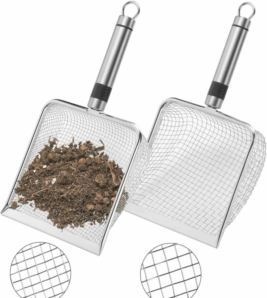 Adnee 2-Pack Garden Soil Sifter Set with Ergonomic Handle - Dual Mesh Sizes (3.8mm & 5mm) for Compost, Sand, Dirt - Portable Gardening Sieve for Outdoor & Indoor Use