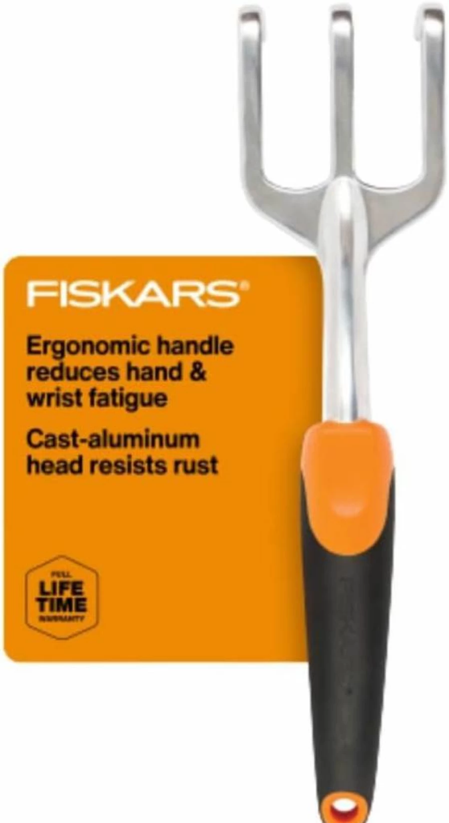 Fiskars Ergo Cultivator - Heavy Duty Garden Tool for Digging, Aerating Soil, and Weeding with Comfort Grip and Hanging Hole