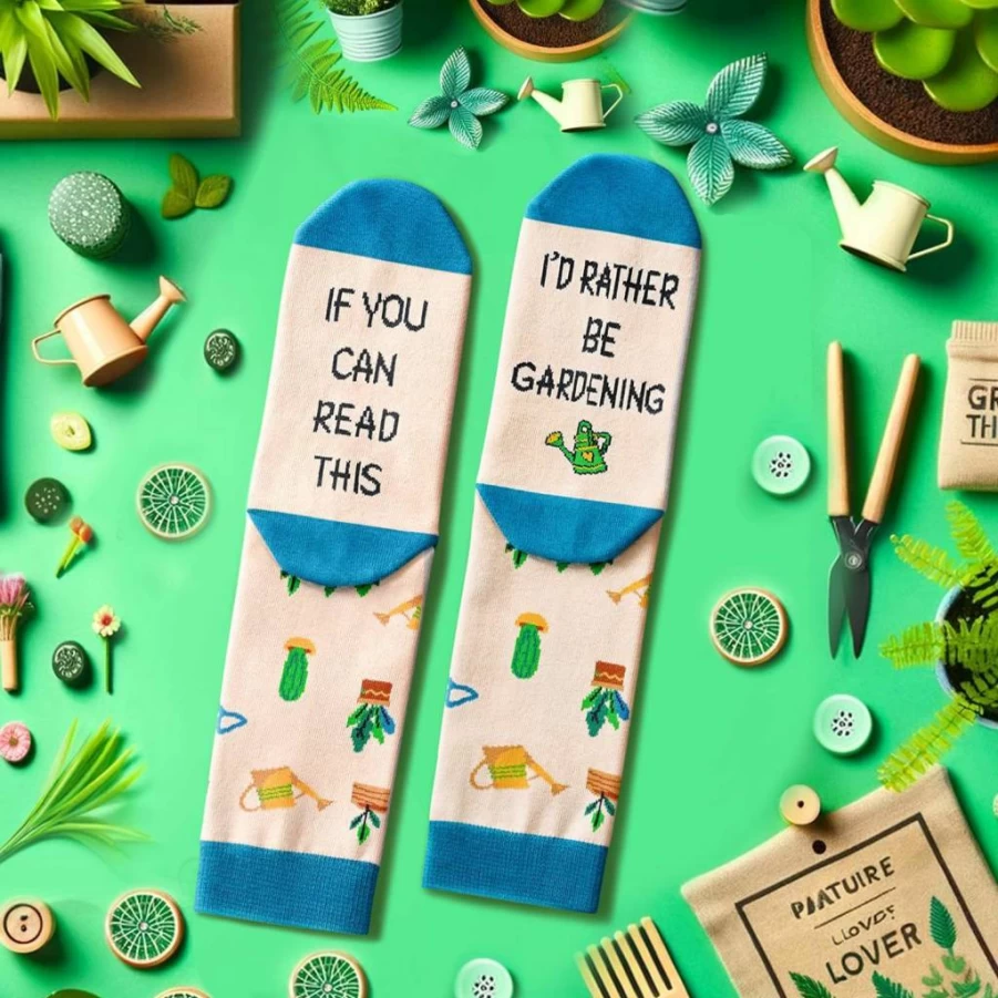 Zmart Gardening Socks for Women - Funny Plant Lover Gifts, Cute Nature Themed Socks for Gardeners, Unique Outdoor Enthusiast Present