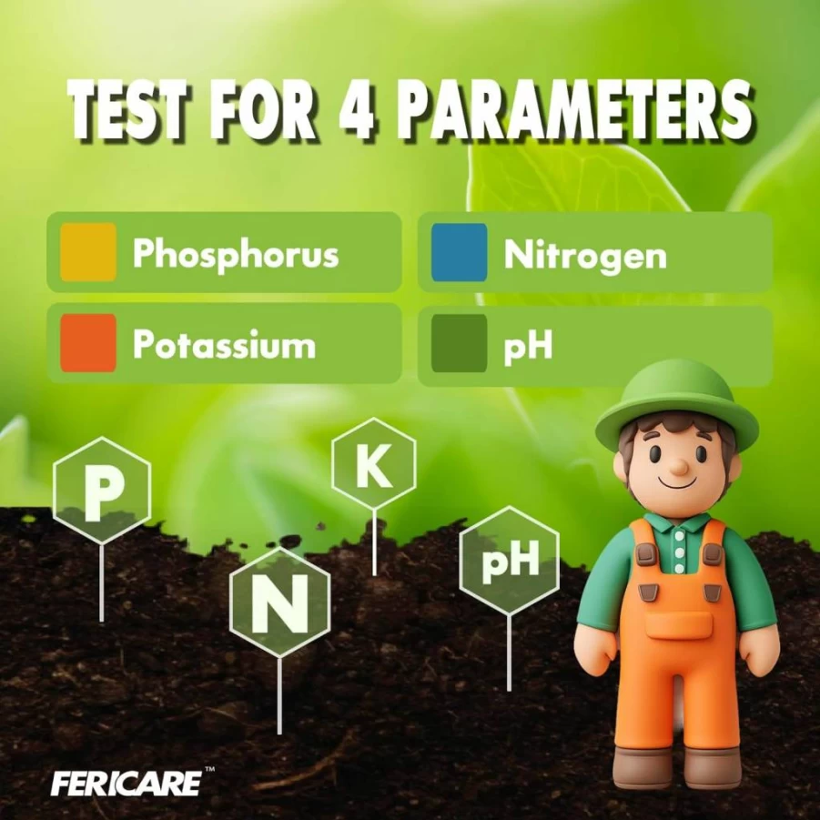 Fericare Soil Test Kit - Accurate pH, Nitrogen, Phosphate & Potassium Tester for Garden, Lawn & Agricultural Soil