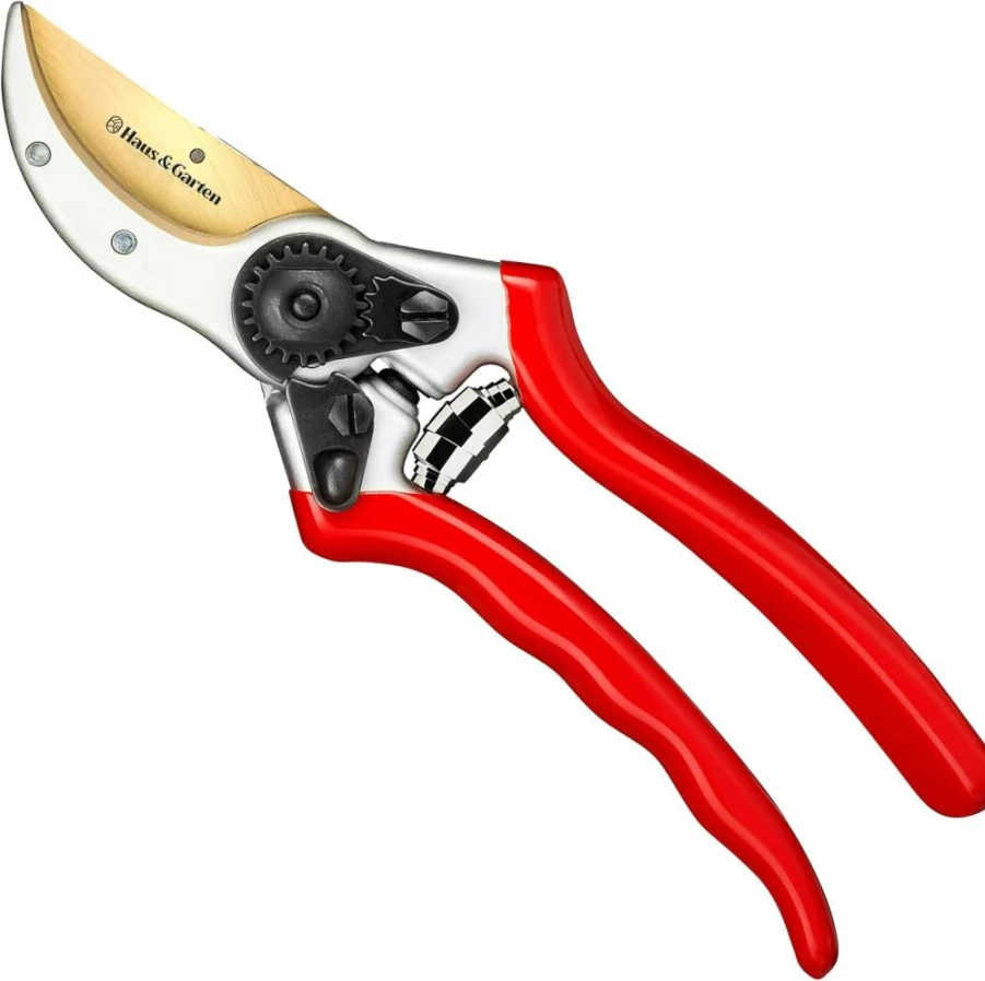 Haus & Garten 8.5" Titanium Bypass Pruning Shears - Professional Garden Clippers, Heavy Duty Pruner Scissors for Gardening & Landscaping