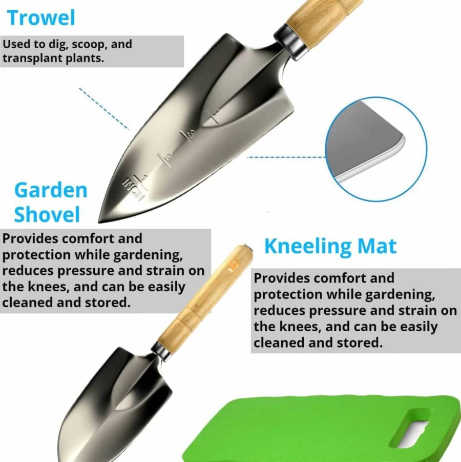 Scuddles Stainless Steel Gardening Tool Kit for Women - Includes Shovel, Trowel, Fork, Rake & Gloves, Perfect Garden Gift Set