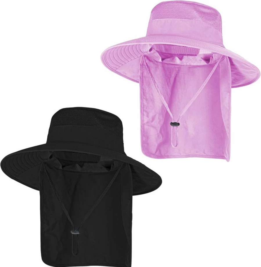 ZOORON UPF 50+ Sun Hat for Men & Women - Wide Brim Breathable Bucket Hat with Neck Flap for UV Protection, Fishing, Safari & Summer Outdoor Activities
