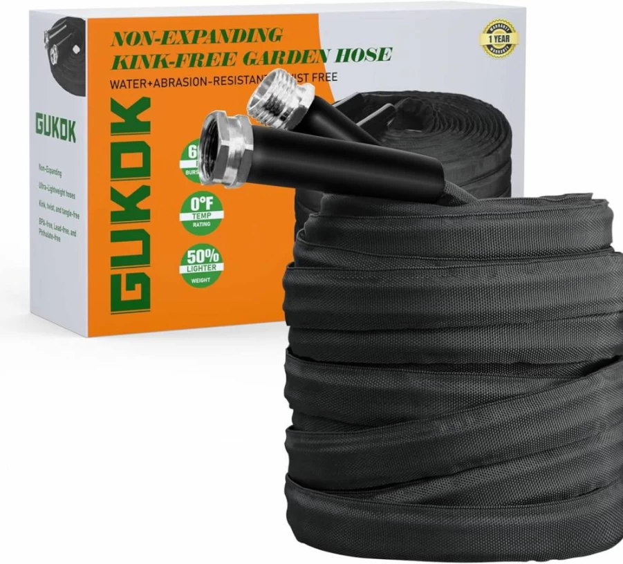 GUKOK 50ft Lightweight Garden Hose - Ultra Flexible, Durable, Kink-Free Water Hose for RV, Marine, Camper, and Outdoor Use
