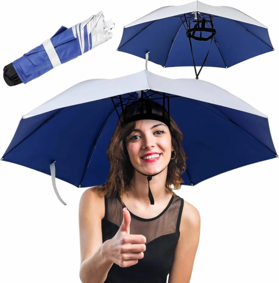 Chicingyou Royal Blue 35.4" Adjustable Umbrella Hat for Sun Protection - Lightweight & Hands-Free Design for Outdoor Activities Like Gardening, Hiking, Fishing, Golf, Camping & Beach