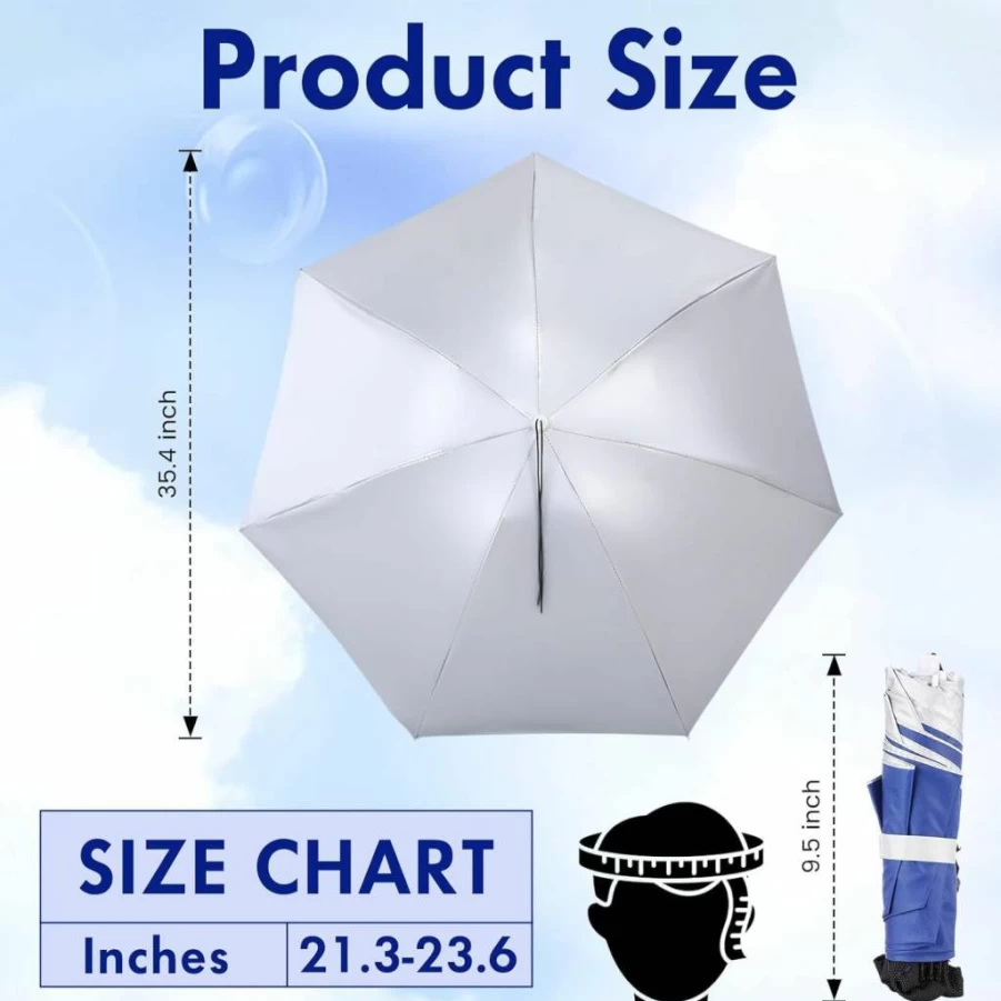 Chicingyou Royal Blue 35.4" Adjustable Umbrella Hat for Sun Protection - Lightweight & Hands-Free Design for Outdoor Activities Like Gardening, Hiking, Fishing, Golf, Camping & Beach