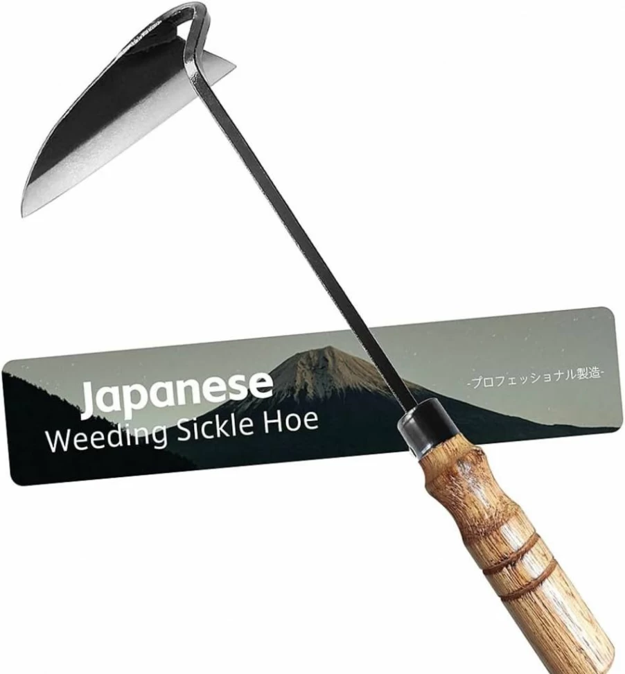 ZOOM.LZ Japanese Garden Sickle Hoe - High Carbon Steel Sharp Blade for Efficient Weeding, Grass Cutting, and Digging - Durable Hand Tool for Gardening and Landscaping