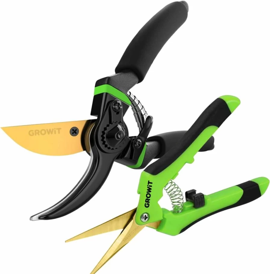 Craft911 7" Titanium Pruning Shears - Sharp Stainless Steel Garden Clippers with Non-Slip Grip for Plants, Flowers & Florist Scissors