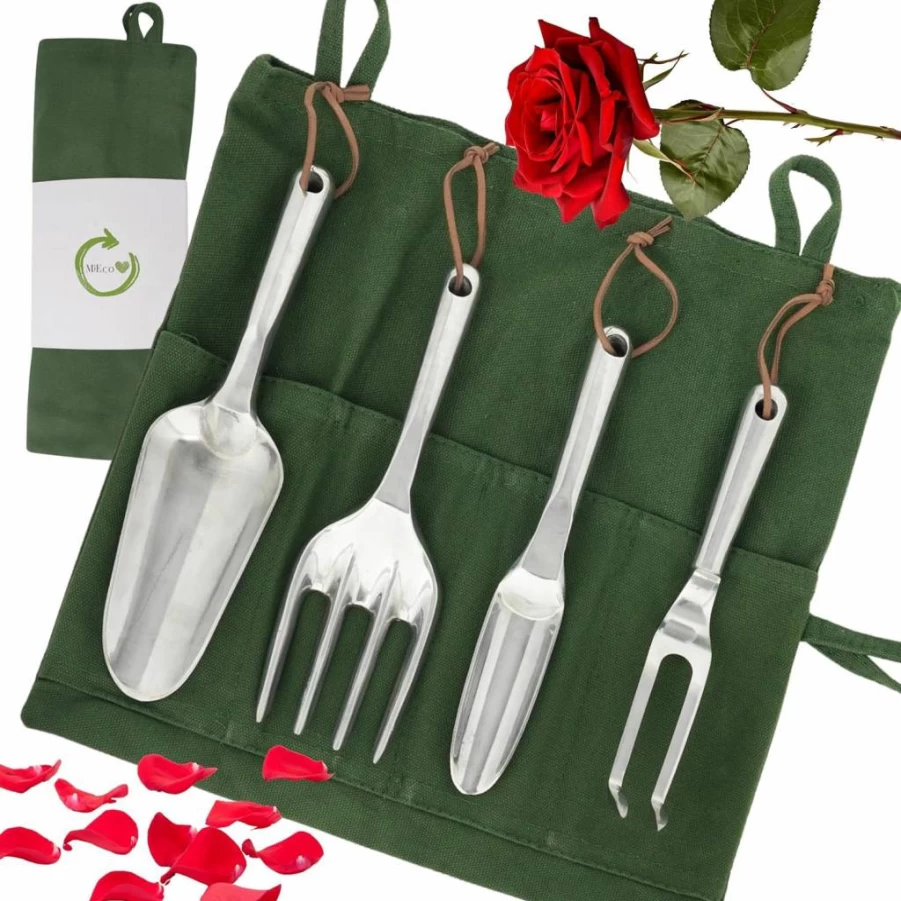 MiEco Gardening Hand Tools Set - 6-Piece Stainless Steel Yard Kit with Ergonomic Handles, Ideal Gift for Gardeners, Durable Outdoor Garden Tools for Planting, Weeding, and Cultivating
