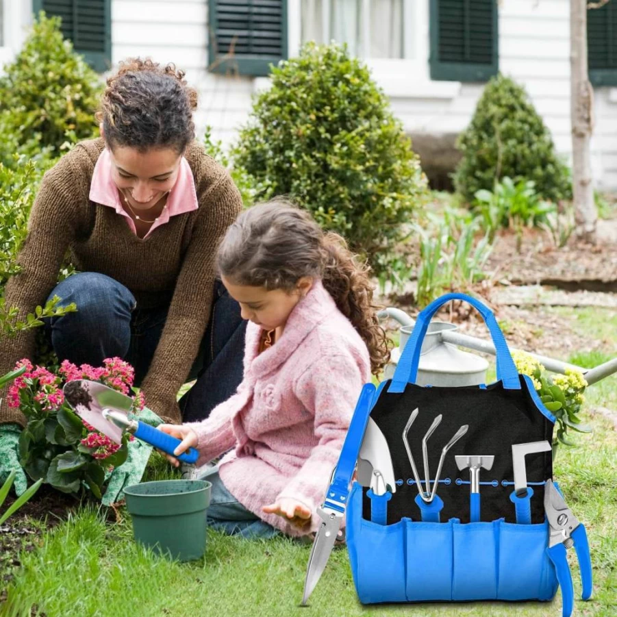 Cellplay 10-Piece Stainless Steel Heavy Duty Gardening Tools Set with Durable Handbag for Digging, Planting, Pruning – Ideal Garden Gift for Women