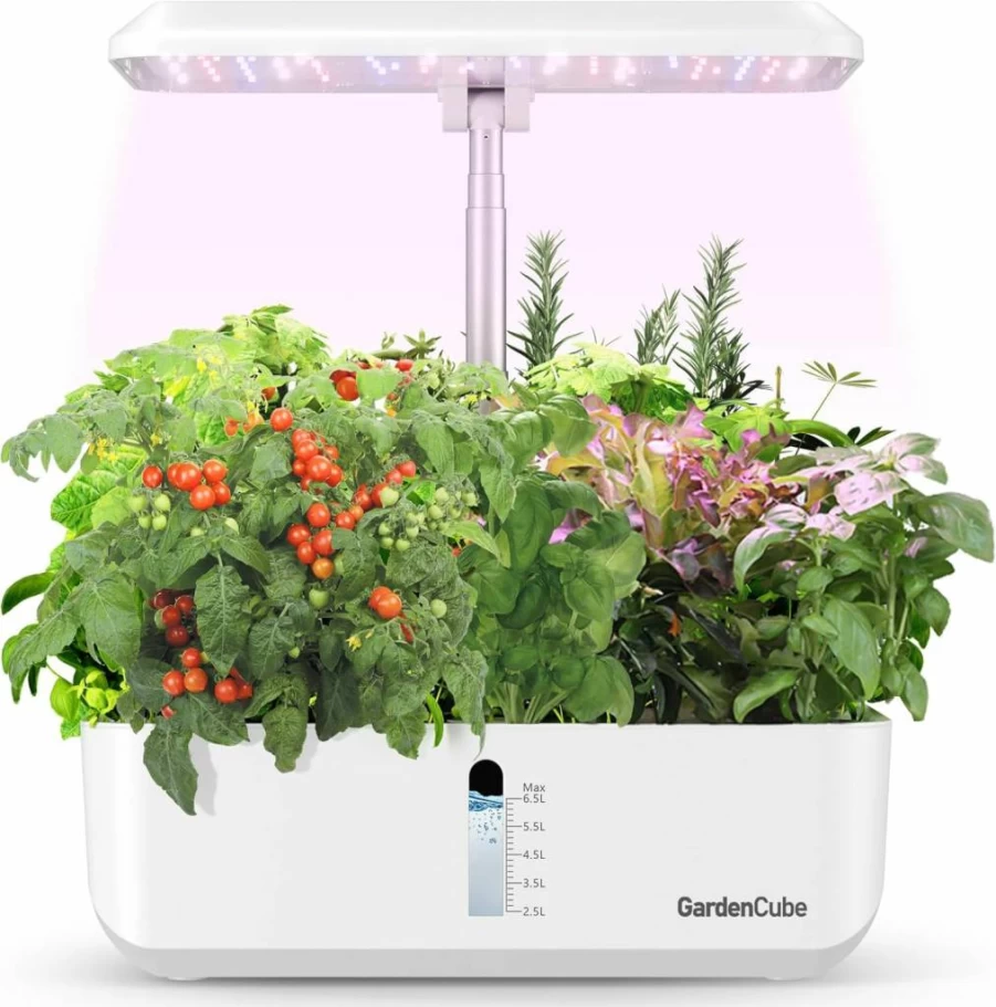 GARDENCUBE Hydroponic Growing System with LED Grow Light, Smart Water Pump & Timer - Indoor Herb Garden Kit for Home, Kitchen, Office - Grow Fresh Herbs, Vegetables Year-Round