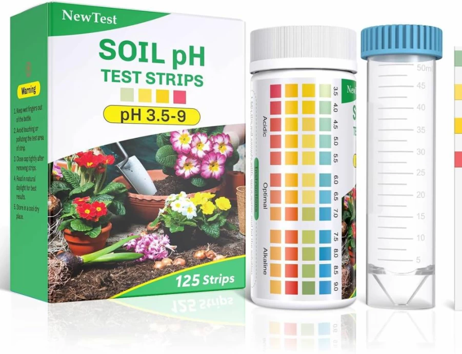 NewTest Soil pH Test Kit - 125 Strips with Measuring Cylinder for Accurate Garden, Lawn, Grass, Vegetable & Compost pH Testing