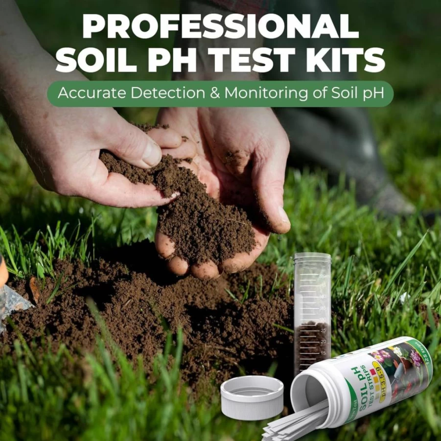 NewTest Soil pH Test Kit - 125 Strips with Measuring Cylinder for Accurate Garden, Lawn, Grass, Vegetable & Compost pH Testing