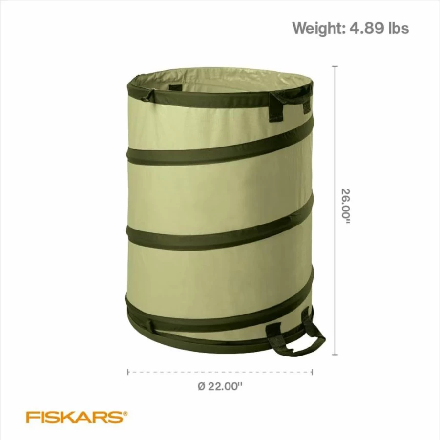 Fiskars 30 Gallon Reusable Collapsible Garden Bag for Yard Waste, Lawn Care, and Gardening | Durable Kangaroo Design
