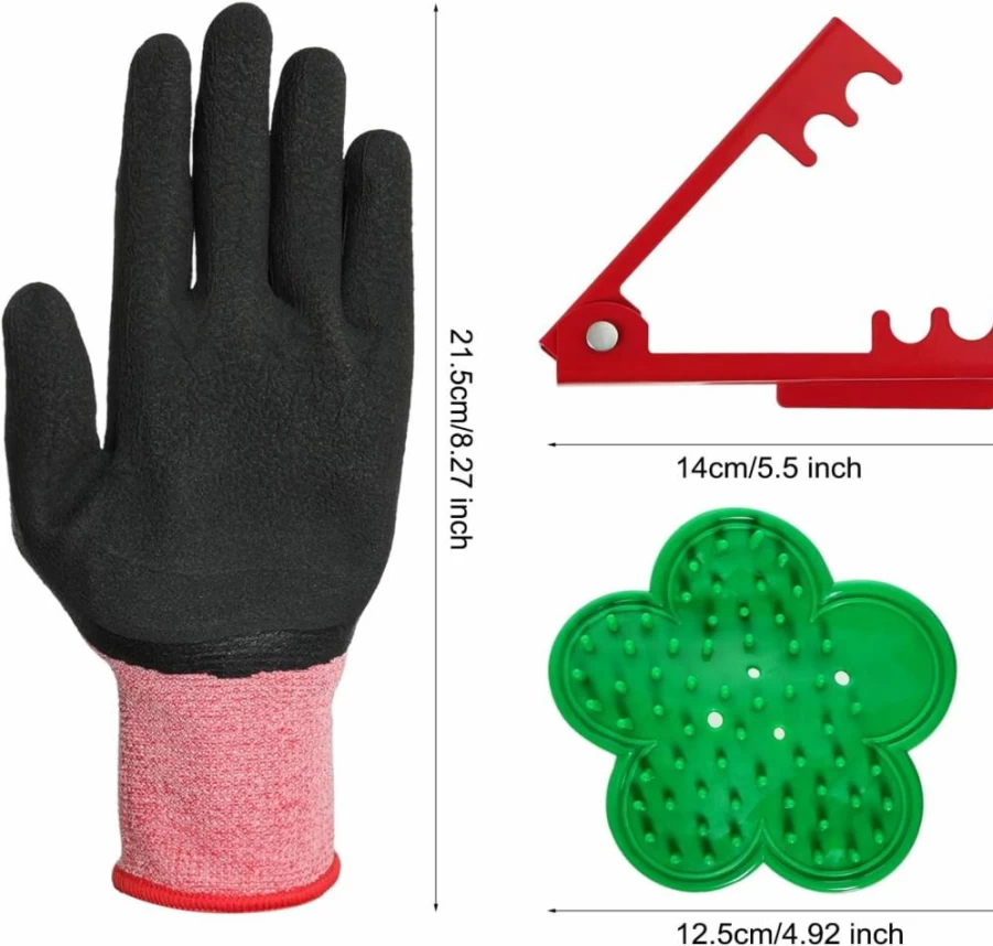 SUMERSHA 3-Piece Rose Thorn Stripper Kit - Flower Thorn Remover, Leaf Stripping Tool & Gardening Gloves Set for Pruning and Floral Arrangements