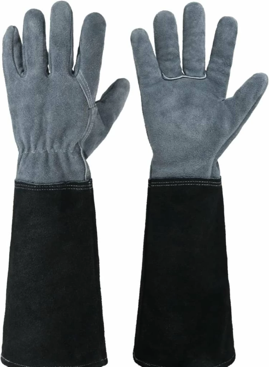 HANDLANDY Thorn Proof Gardening Gloves for Men & Women – Durable Pigskin Leather Rose Pruning Gloves, Breathable Gauntlet Design, Ideal Garden Gift for Gardeners