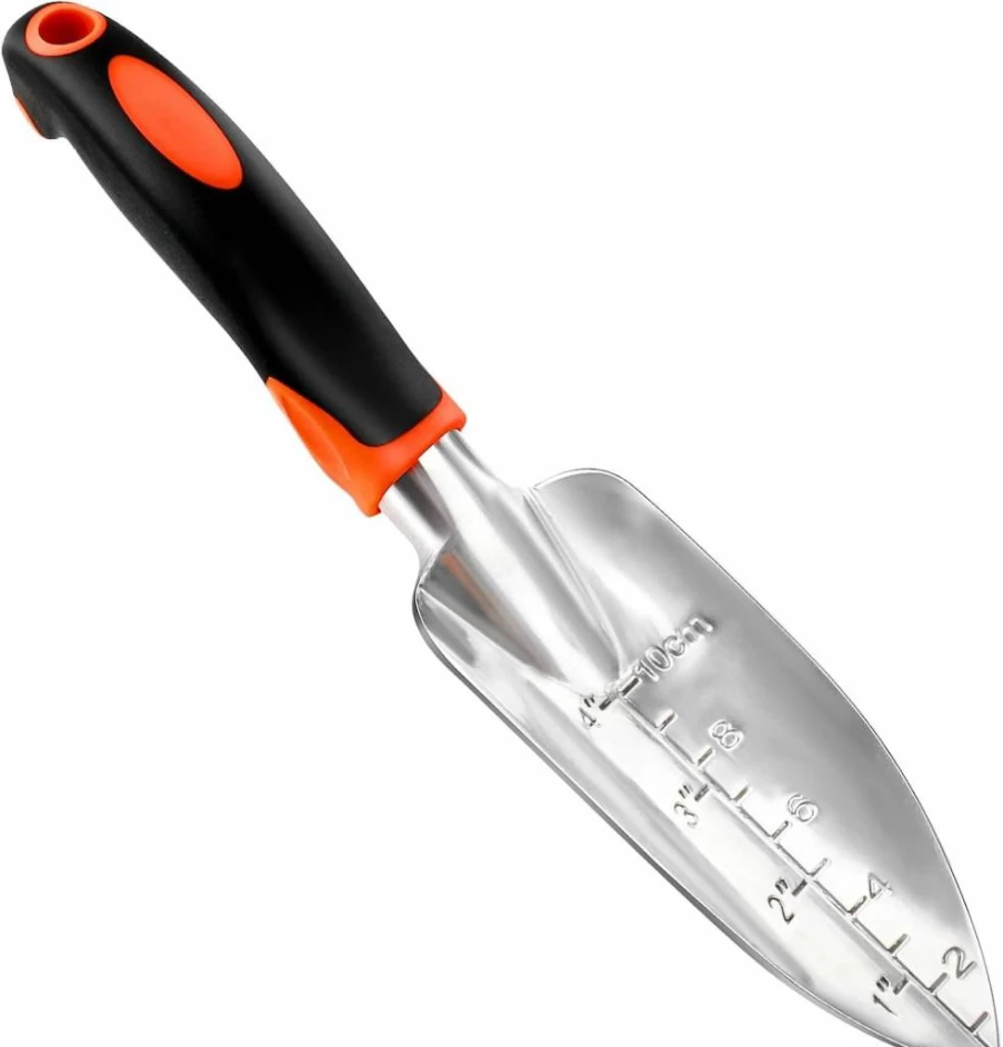 MECHEER Heavy Duty Garden Trowel - Ergonomic Handle, Rust Resistant Digging Shovel, Orange Hand Spade for Gardening