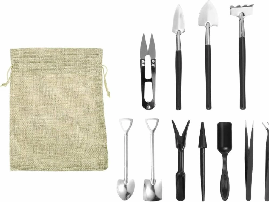 PATIKIL 12-Piece Succulent Tools Set - Mini Garden Transplanting Kit for Succulent Care, Indoor Gardening, and Plant Maintenance - Black