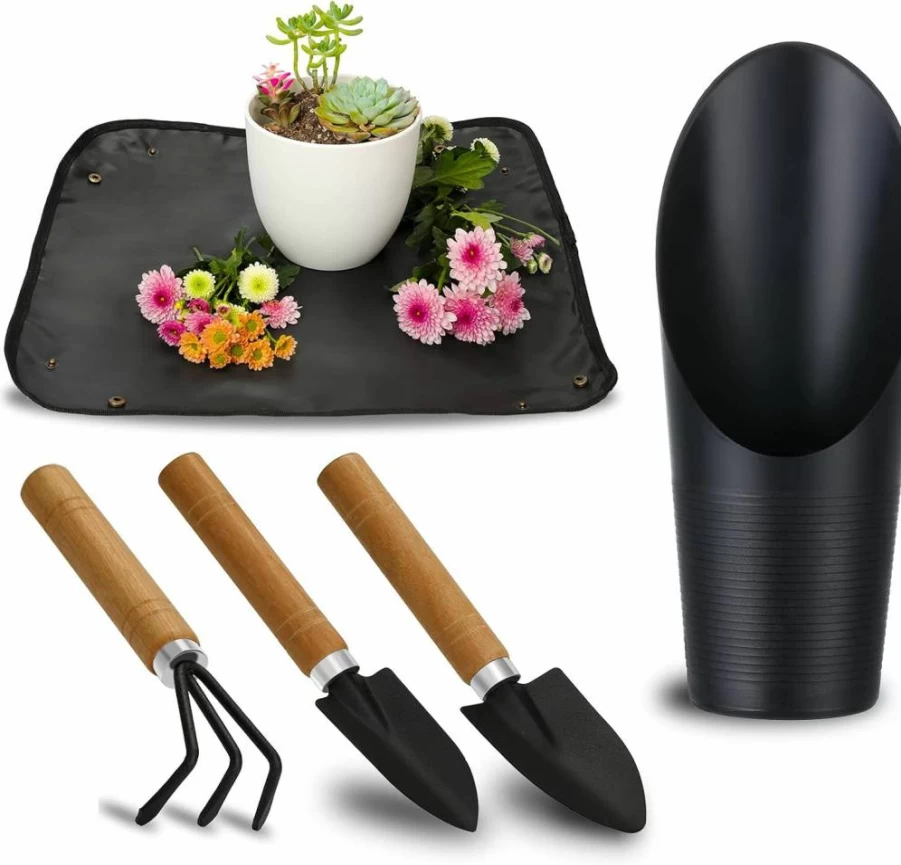 Songtaste 5Pcs Mini Garden Tools Set - Succulent Pruning Scissors, Plant Care Kit for Bonsai, Houseplants, Gardening Gifts for Men & Women