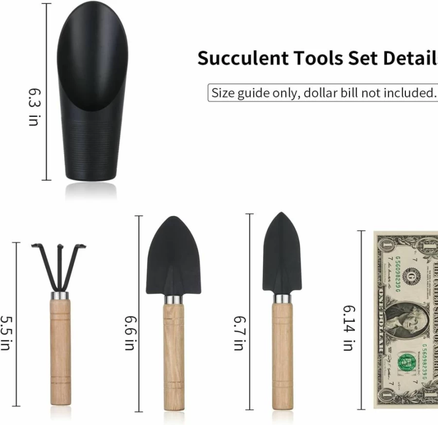 Songtaste 5Pcs Mini Garden Tools Set - Succulent Pruning Scissors, Plant Care Kit for Bonsai, Houseplants, Gardening Gifts for Men & Women