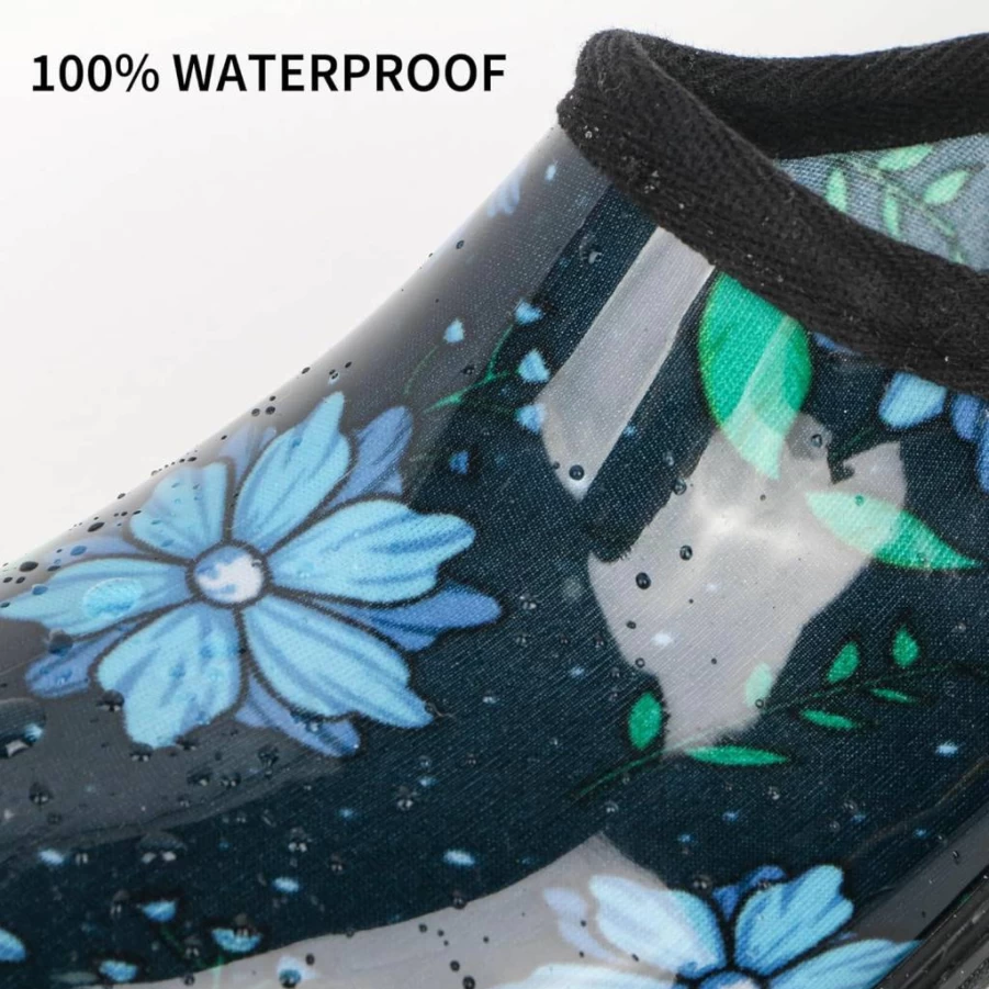 Kprm Women's Waterproof Slip-On Garden Clogs - Comfortable Rubber Rain Shoes for Gardening with Soft Insole