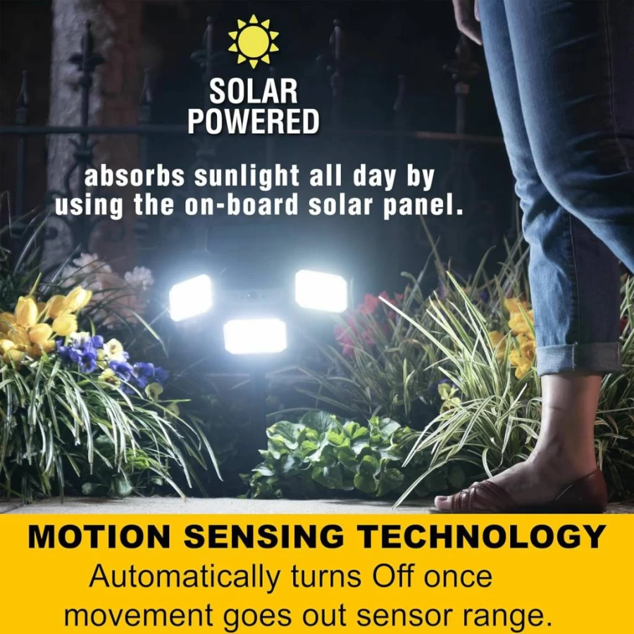 Bell+Howell Solar Flood Lights Outdoor 108 COB LED with Motion Sensor, 180° Swivel & Adjustable Panels, Waterproof for Garden, Lawn, Patio - 50% Brighter (As Seen on TV)
