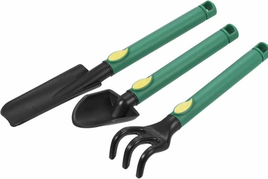 MECCANIXITY 3-Piece Mini Garden Tools Set - Plastic Hand Trowel, Rake & Spade Kit for Succulents, Flowers & Transplanting | Home Gardening Supplies