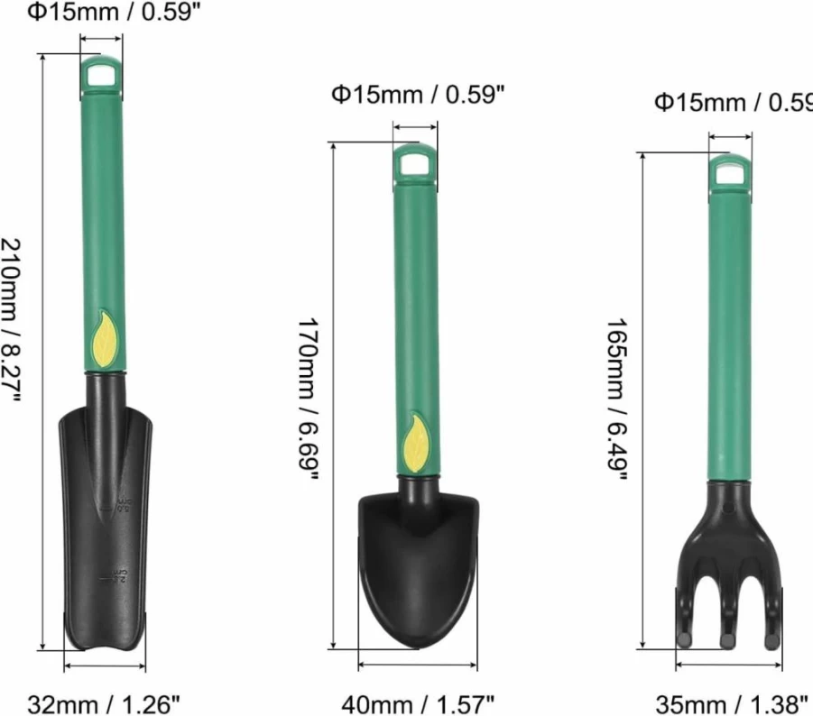 MECCANIXITY 3-Piece Mini Garden Tools Set - Plastic Hand Trowel, Rake & Spade Kit for Succulents, Flowers & Transplanting | Home Gardening Supplies